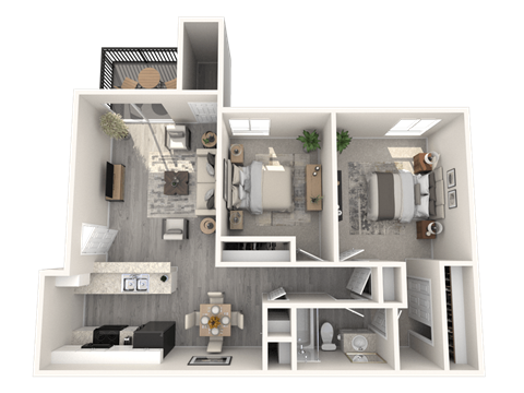 Floor plan for 2 beds, 1 bath, 786 sqft